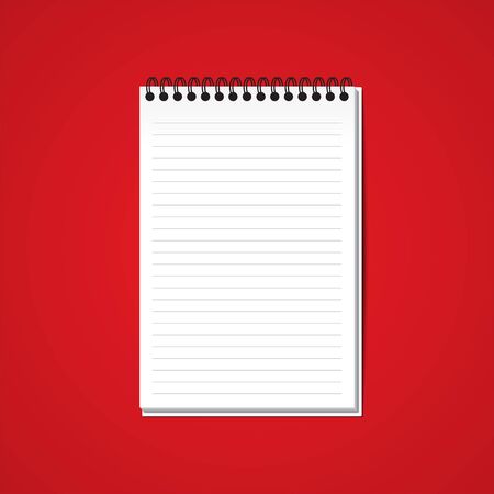 White Blank Paper Note Book on Red Background Vector Illustrationのイラスト素材