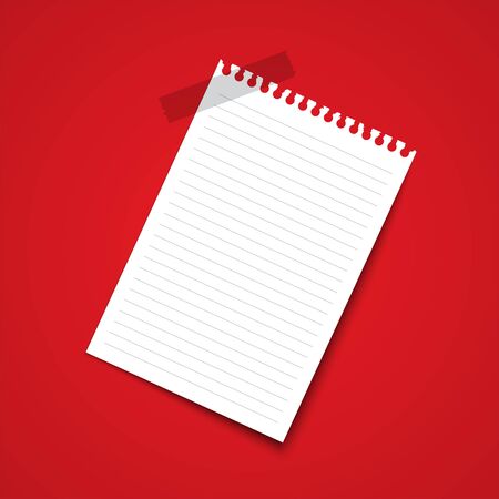 White Blank Paper Note on Red Background Vector Illustrationのイラスト素材