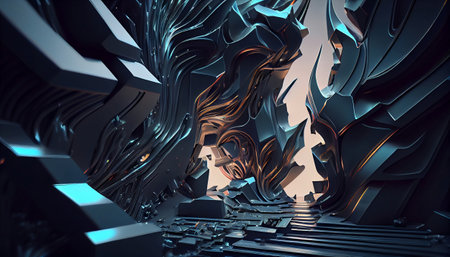 A Futuristic Dynamic Depths Abstract Background, Generative AI, Illustration, This image depicts a...