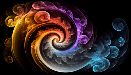 A Mesmerizing Spectral Swirls Abstract Background, Generative AI, Illustration, This abstract background features mesmerizing spectral swirls that create a sense of movement and fluidity.の写真素材