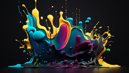 Abstract Colorful Liquid Fluid Background, Generative AI, Illustration, A Multicolored Abstract of...