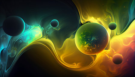 Abstract Colorful Liquid Fluid Background, Generative AI, Illustration, A Multicolored Abstract of...