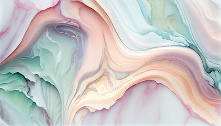 A marble texture in soft pastel colors, creating a beautiful and elegant background. The texture is smooth and polished, with swirls of color blending together in a mesmerizing pattern.の写真素材