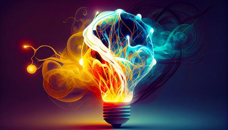 The Future is Now: An Abstract Design for Innovative Ideas, Abstract Innovations: A Background for Creative and Disruptive Ideas, Innovation in Color: Next-Level Ideasの写真素材