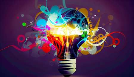 The Future is Now: An Abstract Design for Innovative Ideas, Abstract Innovations: A Background for Creative and Disruptive Ideas, Innovation in Color: Next-Level Ideasの写真素材