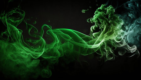 An Abstract Soft and Smoothened Colorful Multicolor Smoke Mist Background Wallpaper, The Art of Movement and Flow Exploration of Smooth Smoke in Motion, 16:9, Illustration, Generative Aiの写真素材