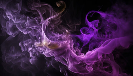 An Abstract Soft and Smoothened Colorful Multicolor Smoke Mist Background Wallpaper, The Art of Movement and Flow Exploration of Smooth Smoke in Motion, 16:9, Illustration, Generative Aiの写真素材