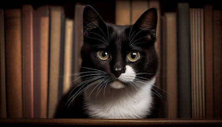 The image features a close-up of a sweet and adorable kitten face, with its big eyes and tiny nose taking center stage. The background is blurred with bokeh, creating a soft and dreamy effect.の写真素材