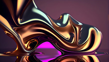 an abstract metallic color liquid fluid background that features a sleek, polished, and reflective surface creating a dynamic and vibrant composition that appears to be in constant motion.の素材