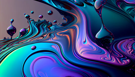 an oil slick background with a mix of blue, purple, and green colors that portrays an abstract and modern oil slick background. The colors used are a combination of blue, purple, and greenの素材