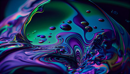 an oil slick background with a mix of blue, purple, and green colors that portrays an abstract and modern oil slick background. The colors used are a combination of blue, purple, and greenの素材