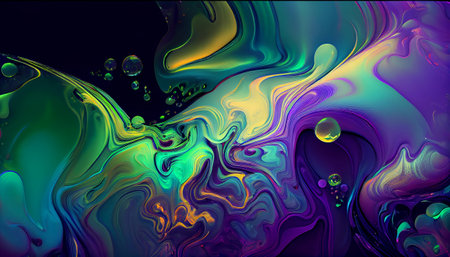 an oil slick background with a mix of blue, purple, and green colors that portrays an abstract and modern oil slick background. The colors used are a combination of blue, purple, and greenの素材