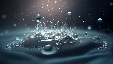 an abstract background that resembles the movement of water in a fountain. The water droplets in the fountain create a misty effect, giving the image a dynamic and fluid appearance.の素材
