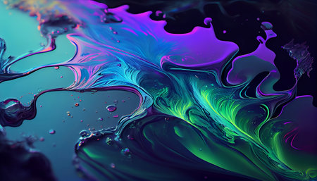 an oil slick background with a mix of blue, purple, and green colors that portrays an abstract and modern oil slick background. The colors used are a combination of blue, purple, and greenの素材
