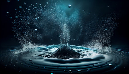 an abstract background that resembles the movement of water in a fountain. The water droplets in the fountain create a misty effect, giving the image a dynamic and fluid appearance.の素材