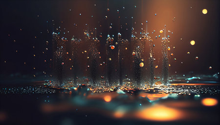 an abstract background that resembles the movement of water in a fountain. The water droplets in the fountain create a misty effect, giving the image a dynamic and fluid appearance.の素材