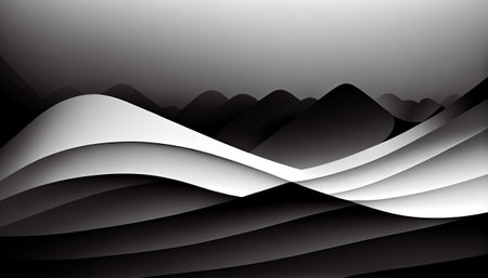 a minimalist and modern abstract background that features a gradient of grayscale tones. The shades of black, white, and gray blend smoothly together to create a subtle and elegant design.の素材