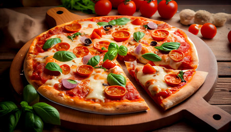 Pizza is a beloved food item that has become popular all around the world. delicious pizza. the crust the toppings, each element plays a crucial role in creating a mouth-watering masterpiece.の素材