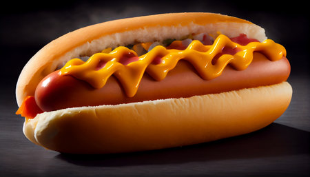 perfect hot dog with The soft and fresh sliced bun is lightly toasted and proportionally sized to sausage seasoned with various herbs and spices. Toppings such as ketchup, mustard, onions,の素材