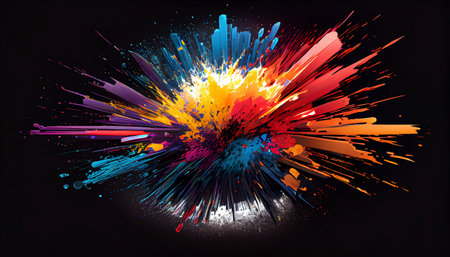 "Rainbow Explosion" is an image that captures the explosive energy of a rainbow-colored burst, with bold and vibrant colors that add drama and impact to the composition.の素材