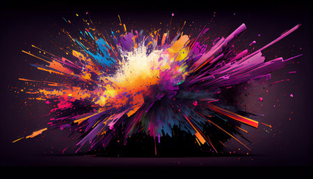 Color Explosion the explosive and dynamic nature of paint splatters. a chaotic and energetic display of bright and bold colors that burst across, creating a wild and captivating visual effectの素材