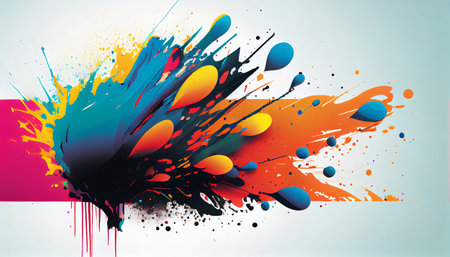 Color Explosion the explosive and dynamic nature of paint splatters. a chaotic and energetic display of bright and bold colors that burst across, creating a wild and captivating visual effectの素材