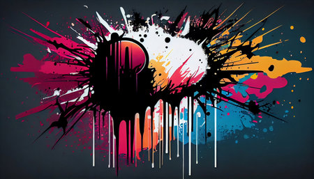 "Graffiti Art" draws inspiration from the vibrant and edgy aesthetic of street art, with large and colorful paint splatters that create a sense of urban energy and creativity.の素材
