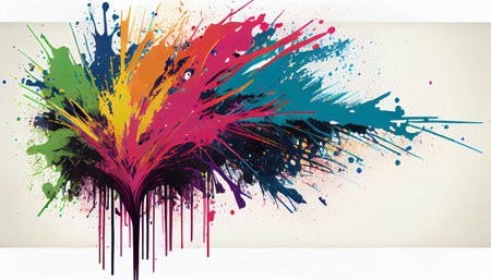 Color Explosion the explosive and dynamic nature of paint splatters. a chaotic and energetic display of bright and bold colors that burst across, creating a wild and captivating visual effectの素材