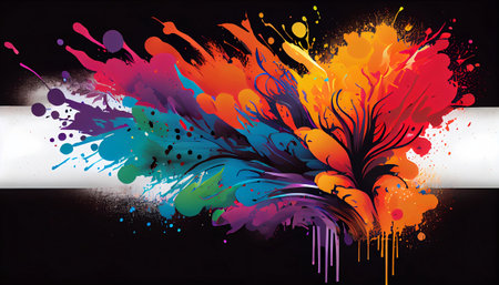 Color Explosion the explosive and dynamic nature of paint splatters. a chaotic and energetic display of bright and bold colors that burst across, creating a wild and captivating visual effectの素材