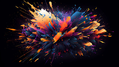 Color Explosion the explosive and dynamic nature of paint splatters. a chaotic and energetic display of bright and bold colors that burst across, creating a wild and captivating visual effectの素材