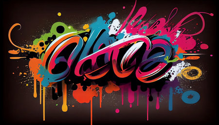 "Graffiti Art" draws inspiration from the vibrant and edgy aesthetic of street art, with large and colorful paint splatters that create a sense of urban energy and creativity.の素材