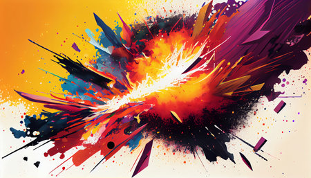 Color Explosion the explosive and dynamic nature of paint splatters. a chaotic and energetic display of bright and bold colors that burst across, creating a wild and captivating visual effectの素材