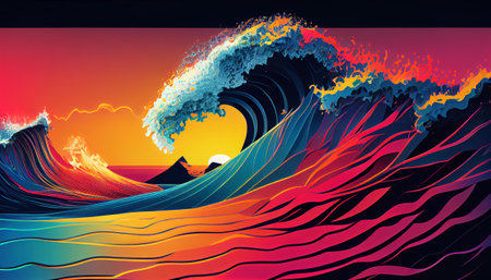 a dynamic background essence of energy and motion through bold, contrasting colors and strong lines. bright, eye-catching colors and powerful, dynamic lines that give a sense of movement and vitalityの素材