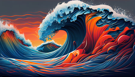 a dynamic background essence of energy and motion through bold, contrasting colors and strong lines. bright, eye-catching colors and powerful, dynamic lines that give a sense of movement and vitalityの素材