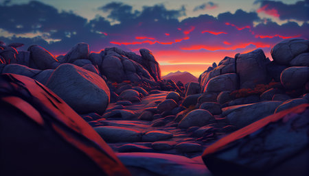 an image that showcases the intricate details of a mountainous landscape during sunset. focus on the rugged, rocky terrain, with various textures and patterns visible in the rock formationsの素材
