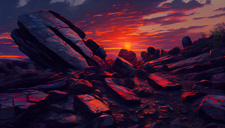 an image that showcases the intricate details of a mountainous landscape during sunset. focus on the rugged, rocky terrain, with various textures and patterns visible in the rock formationsの素材