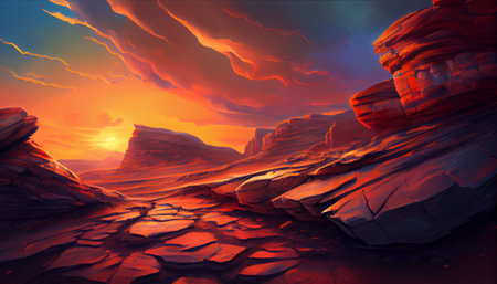 an image that showcases the intricate details of a mountainous landscape during sunset. focus on the rugged, rocky terrain, with various textures and patterns visible in the rock formationsの素材