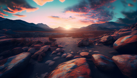 an image that showcases the intricate details of a mountainous landscape during sunset. focus on the rugged, rocky terrain, with various textures and patterns visible in the rock formationsの素材