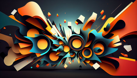 abstract wallpaper design features a dynamic fusion of playful and lively elements that come together to create a bold and energetic visual display. The colors blend and swirl together in a harmoniousの素材