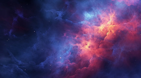 a stunning and vibrant nebula or galaxy theme, with swirling clouds of cosmic dust and gas creating a sense of movement and energy. Perfect for space or science-oriented website designsの素材