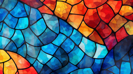 abstract background features a colorful mosaic pattern that creates a bold and eclectic visual statement. The vibrant colors and dynamic shapes make it perfect for a modern and creative website designの素材