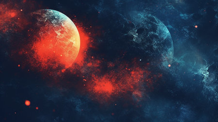 a cosmic theme, with swirling colors and shapes reminiscent of stars, galaxies, and interstellar space. It creates a sense of movement and depth, as embarking on a journey through the cosmosの素材