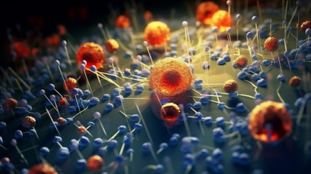 This captivating photograph delves into the microscopic world of nanotechnology, offering a glimpse into its intricate structures and fascinating applications. nano-sized particles, materialsの素材