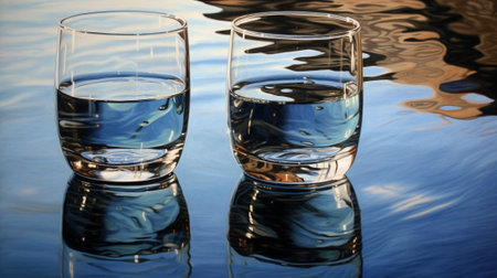 the creative potential of reflections in various surfaces such as water, glass, or other reflective materials. Through the interplay of light, shadow, and mirrored images create visually stunningの素材