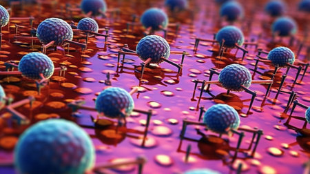 This captivating photograph delves into the microscopic world of nanotechnology, offering a glimpse into its intricate structures and fascinating applications. nano-sized particles, materialsの素材