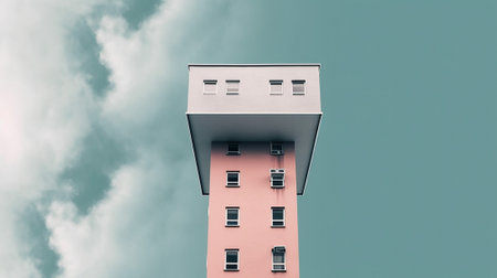 a minimalist cityscape, showcasing the serene and simplistic beauty of urban landscapes. composition focuses on minimal elements, emphasizing clean lines, negative space, and a sense of tranquility.の素材