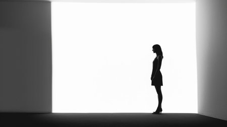 the beauty of minimalist silhouettes against clean and simple backgrounds. The emphasis is on the striking shapes and contours created by the interplay of light and shadow.の素材