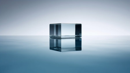 the beauty of minimalist reflections on surfaces serenity and otherworldly tranquility. The minimalistic composition enhances the ethereal effect, highlighting the interplay of light and shadowの素材