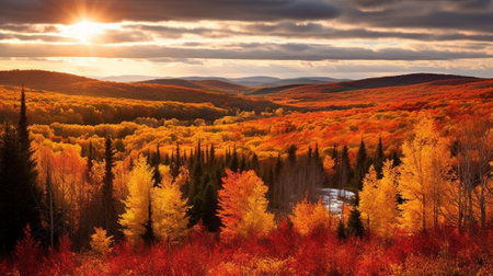 the mesmerizing beauty of autumn as vibrant hues of red, orange, and gold paint the landscape. the essence of the fall season, showcasing the rich tapestry of colors found in various landscapes.