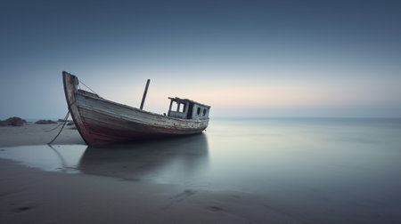 a serene seascape, capturing the vastness of the ocean. the tranquil beauty of a coastal scene, with gentle waves lapping against the shore and a clear sky extending towards the horizon.の素材